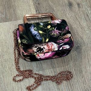 Ted Baker Floral Mini Bag with Rose Gold Chain Handle